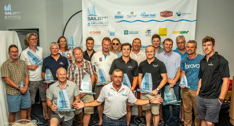 A Cat World Championship 2018 photo copyright Gordon Upton / www.guppypix.com taken at Hervey Bay Sailing Club and featuring the A Class Catamaran class