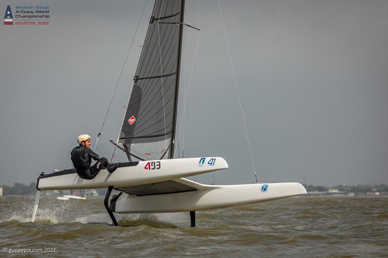 Ravi Parent USA 76 has it dialled in for a race win on day 2 of the Beacon Group A-Class Catamaran World Championships in Texas - photo © Gordon Upton / www.guppypix.com