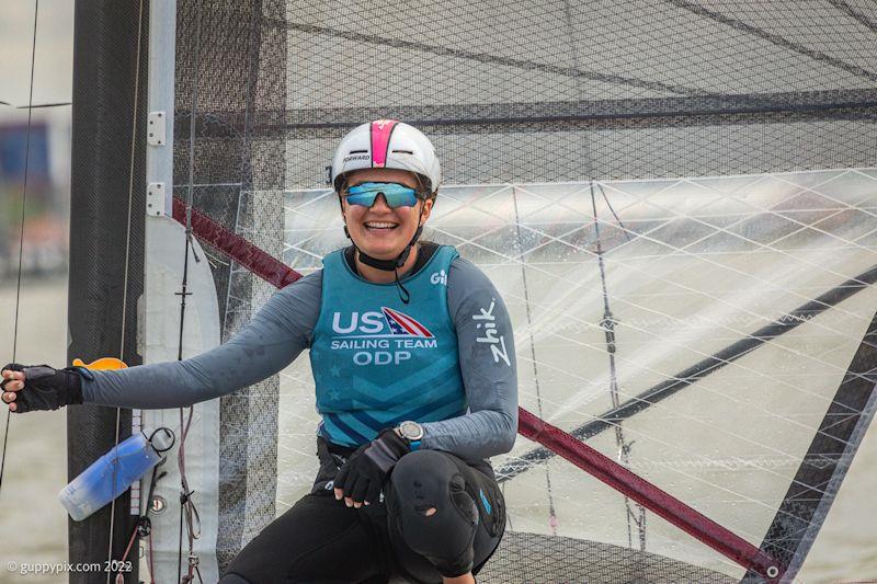 Cam Farrah, USA.  Fresh from her SailGP Team USA Tactician role photo copyright Gordon Upton / www.guppypix.com taken at Houston Yacht Club and featuring the A Class Catamaran class