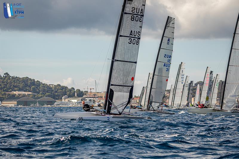 A-Cat Worlds at Toulon, France Day 6 - Andrew Landenberger AUS lead the Classic fleet in both final races, but had too many high scores in the light stuff earlier in the week to retain his World Champion's crown - photo © Gordon Upton / www.guppypix.com