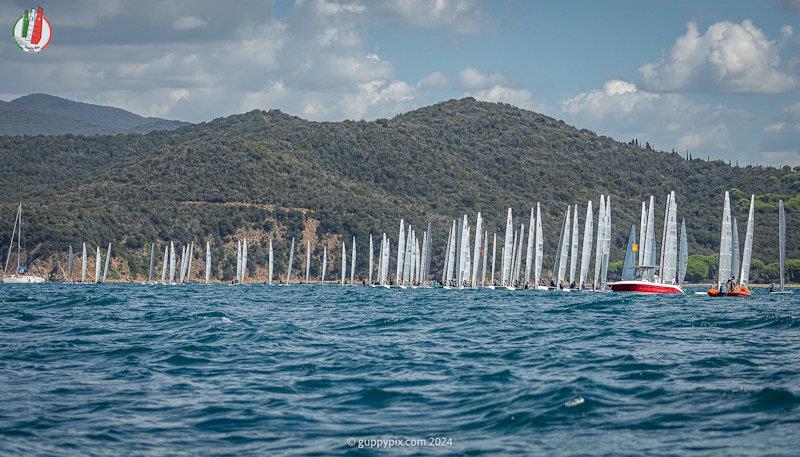 Half a kilometre of cat sail - A Class Cat Worlds at Punta Ala day 2 photo copyright Gordon Upton / www.guppypix.com taken at Centro Velico Punta Ala and featuring the A Class Catamaran class