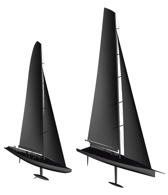 The v5 America's Cup yacht in comparision to the new AC90 yacht photo copyright 33rd.americascup.com taken at  and featuring the ACC class