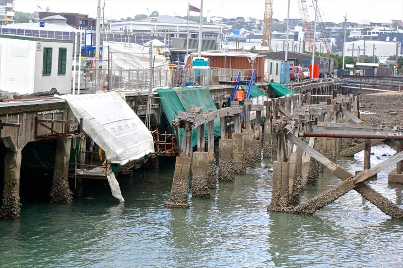 Remediation underway - Wynyard Wharf - America's Cup bases - January 30, 2019 - photo © Richard Gladwell