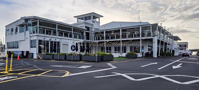 Royal New Zealand Yacht Squadron clubrooms in Auckland's Westhaven Marina photo copyright Richard Gladwell - Sail-World.com/nz taken at Royal New Zealand Yacht Squadron and featuring the ACC class