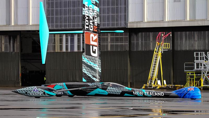 Project Speed - Horonuku is 14metres long - its four wheels can be glimpsed below the fuselage underbody - Test run - Whenupai -May 20, - photo © Richard Gladwell - Sail-World.com/nz