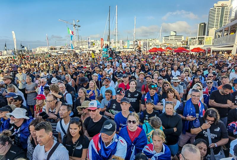 Part of the 20,000 fans who filled the Viaduct Harbour area for the 2021 America's Cup photo copyright Richard Gladwell / Sail-World.com / nz taken at Royal New Zealand Yacht Squadron and featuring the ACC class