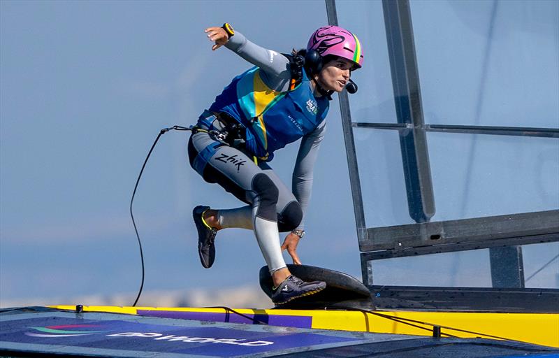 Martine Grael - Brazil SailGP team - Cadiz - October 2025 photo copyright Ricardo Pinto/SailGP taken at Real Club Náutico de Cádiz and featuring the  class