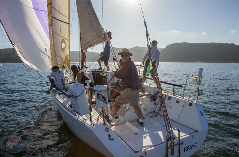 Gunner Goodwin trying desperately to make the last mark of the course in the crumping breeze. 2022 Beneteau Pittwater Cup - photo © John Curnow
