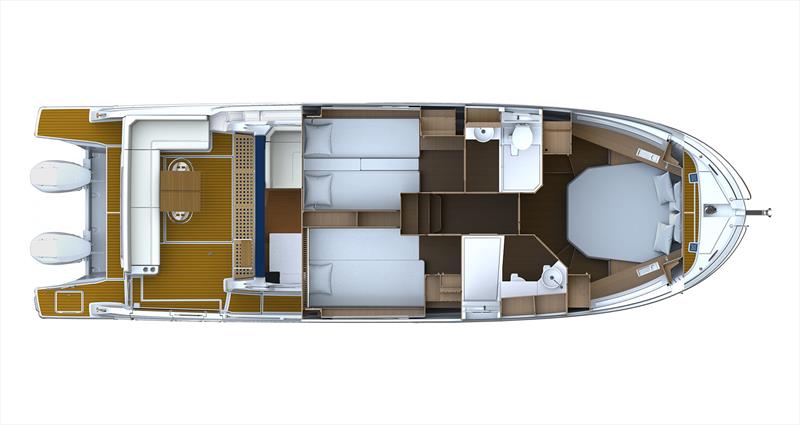 Antares 12 Coupe - Top view lower deck cabins - photo © Groupe Beneteau