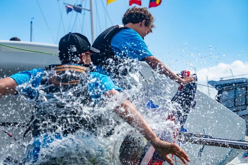 British celebrations at the Cadet Worlds in Melbourne photo copyright FSR Industries - Media House taken at Royal Yacht Club of Victoria and featuring the Cadet class