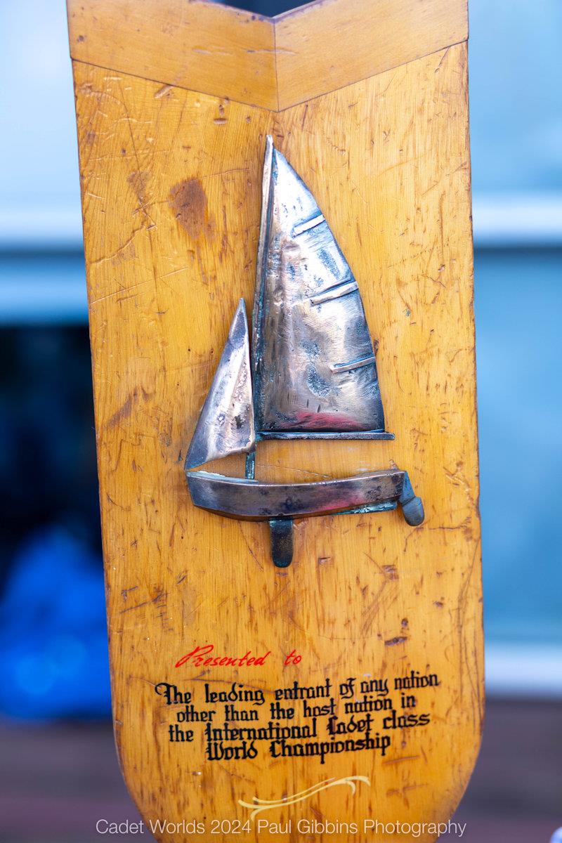 Trophy for the Cadet class World Championship photo copyright Paul Gibbins Photography taken at Plymouth Youth Sailing Club and featuring the Cadet class