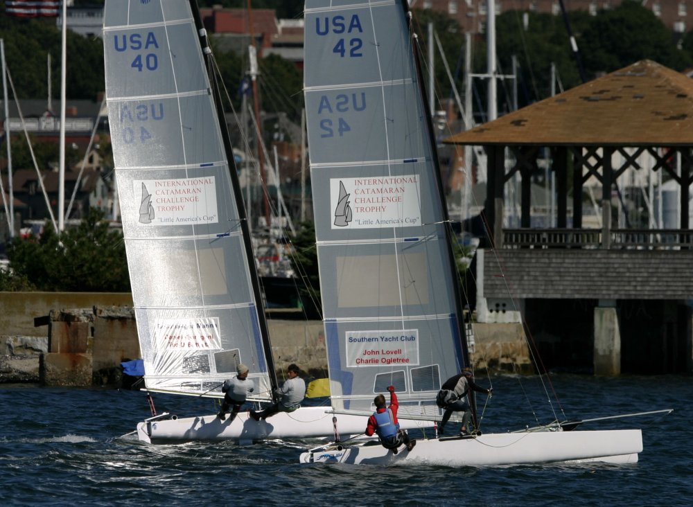 Lovell and Ogletree win the International Catamaran Challenge Trophy photo copyright 2003 ICCT / Billy Black taken at Sea Cliff Yacht Club and featuring the Catamaran class