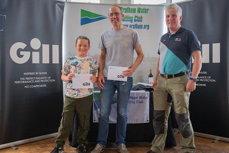 (L-R) Arthur and Paul Warren, and Mark Rushton, won the two classes at the Gill Fast Cat Open at Grafham - photo © Paul Sanwell / OPP