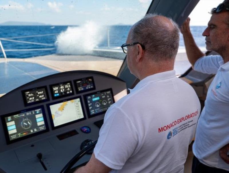 H.S.H. Prince Albert II of Monaco on board the MODX 70 photo copyright Maëva Bardy taken at  and featuring the Catamaran class