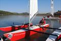 © Margaret Purkis Overall winner Val Millward aboard “Legless Jester”, shortly after launching during the Challenger Scottish Championship © Margaret Purkis