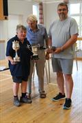 © Margaret Purkis Overall winner Val Millward with her trophies alongside Solway Yacht Club Sailing Secretary and Race Officer, John Broadbent, together with Club Commodore, Scott McColm during the Challenger Scottish Championship © Margaret Purkis