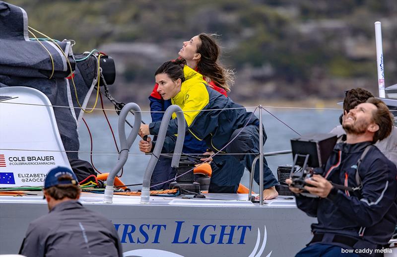 Cole Brauer and Elizabeth Tucker deliver First Light to Sydney and Tucker's new journey begins in earnest.. photo copyright Bow Caddy Media taken at Middle Harbour Yacht Club and featuring the Class 40 class