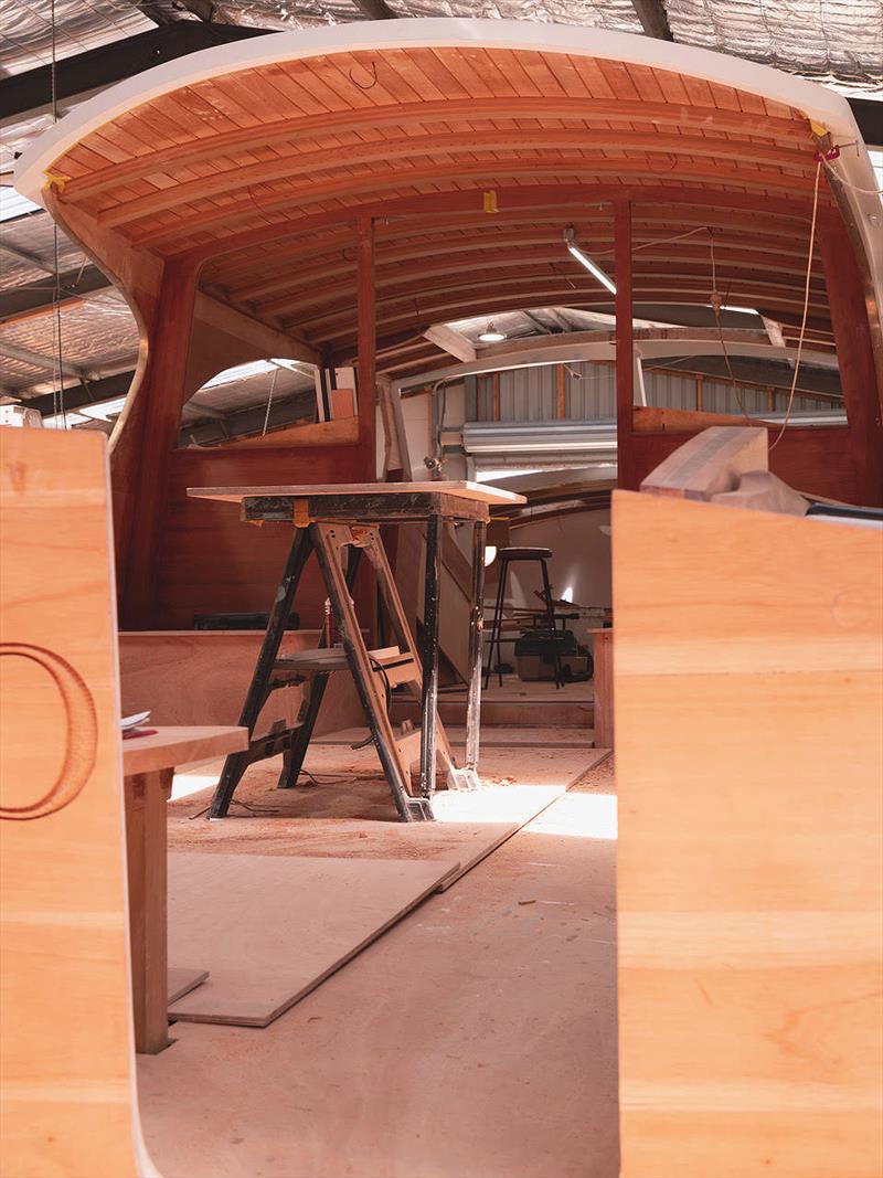 Winter Cove, #3 of the Deal Island 50 series has a slightly longer coachhouse roof than her predecessors - part of the perpetual evolution in the vessels - photo © The Wooden Boatshop