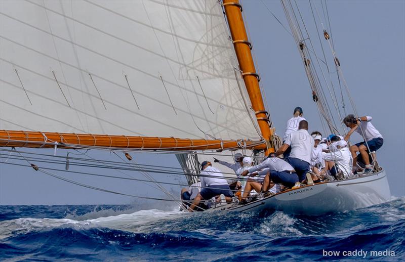 Hauling in the main before the gybe - just block and tackle! - photo © Bow Caddy Media