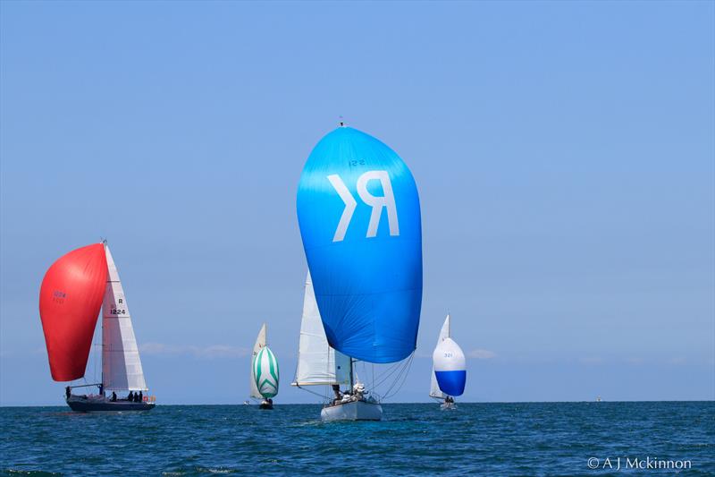 Boambillee, skippered by George Fisher, enjoying some downwind sailing in the light breezes. Currently leading Division 1 with two wins in today's racing - photo © A.J. McKinnon