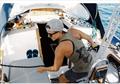 Jenny Decker aboard her 1984 Bristol 35.5 C, which she is sailing around the world alone to raise awareness about Charcot-Marie-Tooth disease © Jenny Decker