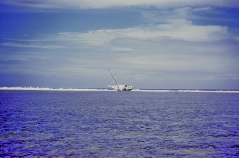 Garth Wilcox's family's boat Vela on the reef. This calamity eventually inspired his future wife's second book photo copyright Garth Wilcox Collection taken at Seattle Sailing Club and featuring the Cruising Yacht class