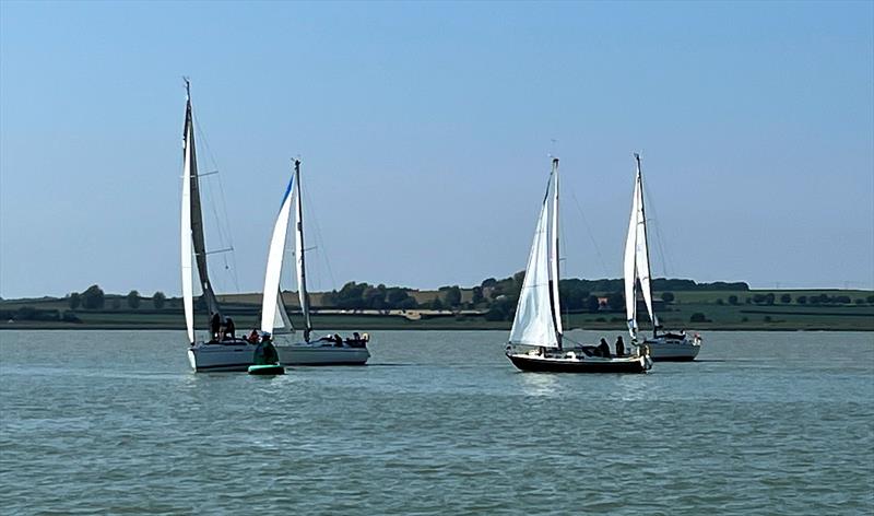 Second RHYC 'Catch Me if you Can' pursuit: Islay, Allegro, Merry J and Meribel converging at one of the turning marks on the Stour - photo © Steph Hensley