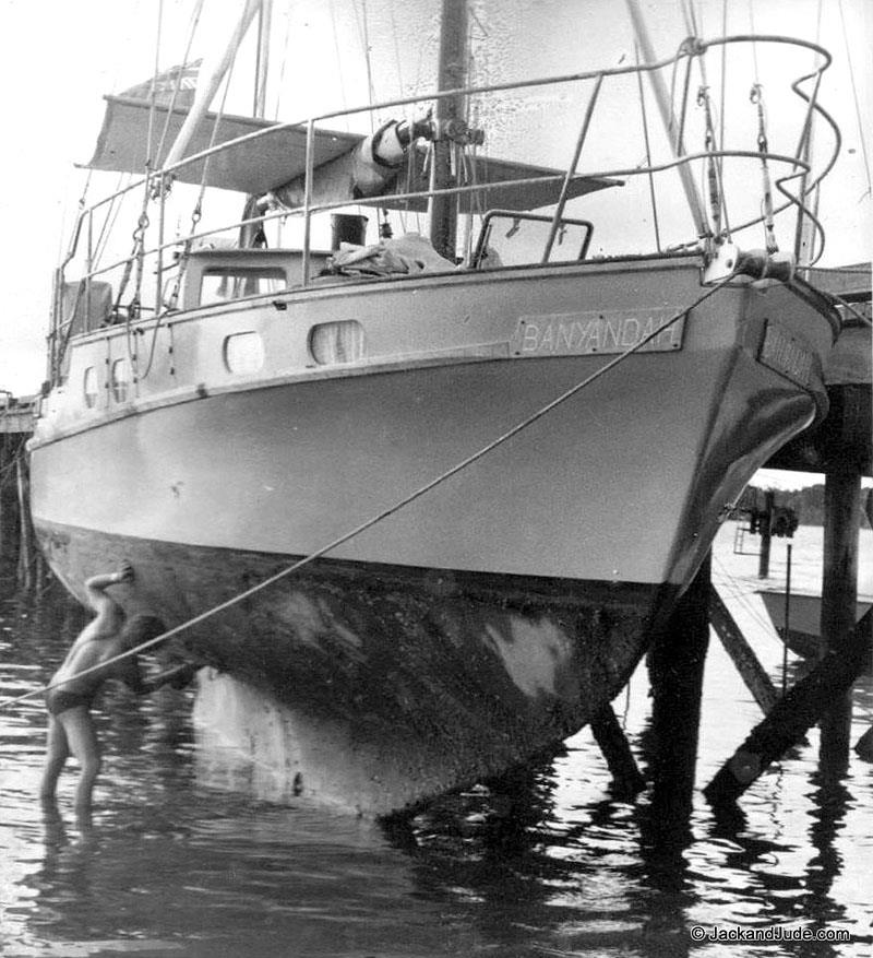 Brunei, North Borneo 1979 – We're resting against the naval jetty before our South China Sea Expedition (with their permission, of course) photo copyright Jack and Jude taken at  and featuring the Cruising Yacht class