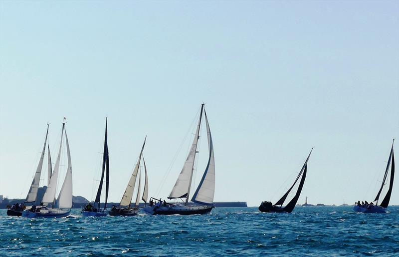 Round Jersey race - cruiser start in 2024 photo copyright Bill Harris taken at Royal Channel Islands Yacht Club and featuring the Cruising Yacht class