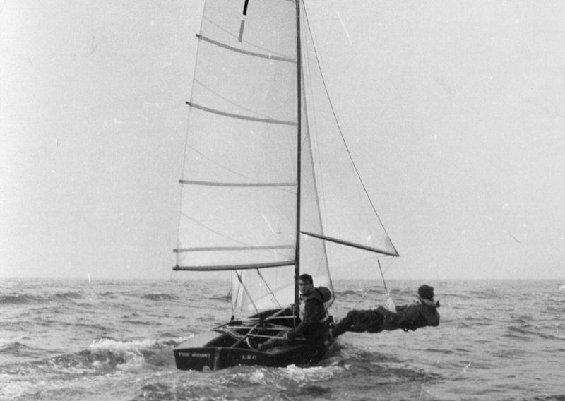 Set on a 9ft pole, the Ghost carried one of the very early forms of asymmetric spinnaker. However fittings and sailing techniques would take a while to catch up with the innovation - photo © Gregory family