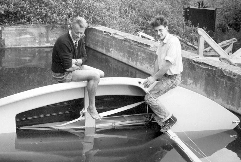 The first Fairey Marine GRP Firefly being given a buoyancy test in the old 'instrument pond' at Hamble photo copyright Fairey Marine taken at  and featuring the Classic & Vintage Dinghy class