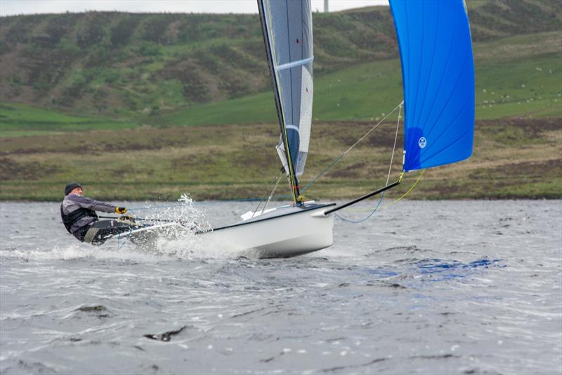 1st Overall Mike Allen in his Devoti D One during the Border Counties Midweek Sailing Series at Llyn Brenig photo copyright Pete Chambers taken at Llyn Brenig Sailing Club and featuring the D-One class