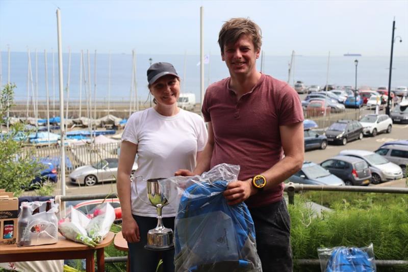 Yvonne Pike giving the Sprint 15 Southern Championship trophy to Paul Grattage at Shanklin - photo © Mary Howie-Wood