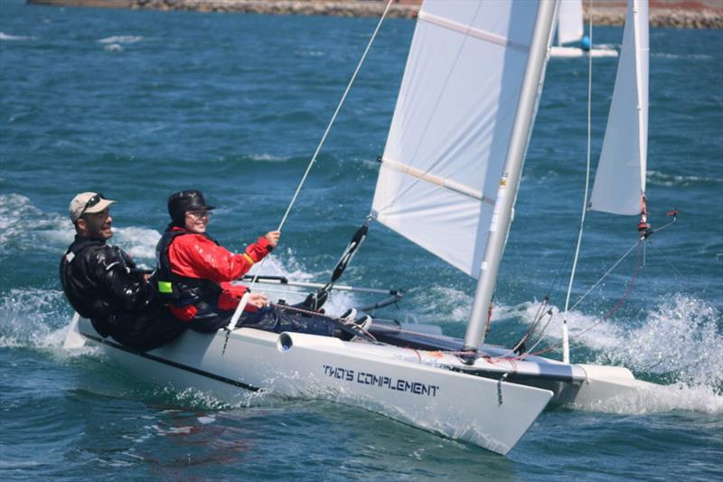 Dave and John sailing during the Noble Marine Dart 15 Nationals at the WPNSA photo copyright Pauline Love taken at Weymouth & Portland Sailing Academy and featuring the Dart 15 class