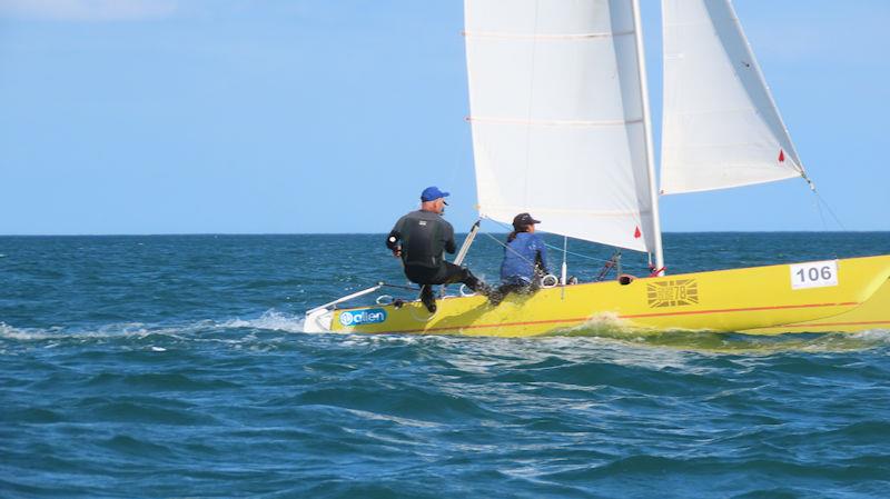 Grant and Ella May Piggott during the Noble Marine Insurance Dart 18 Nationals and Worlds at Bridlington photo copyright Peider Fried taken at Royal Yorkshire Yacht Club and featuring the Dart 18 class