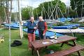 Nigel Barrow receiving his prize from RO Roger Stollery during the DF95 M&S Travellers Event 2 for the ASH Trophy at Guildford Model Yacht Club © Roger Stollery