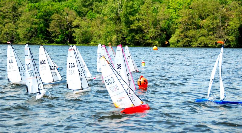 All competitors lining up before the start during the DF95 M&S Travellers Event 2 for the ASH Trophy at Guildford Model Yacht Club photo copyright Roger Stollery taken at Guildford Model Yacht Club and featuring the DF95 class