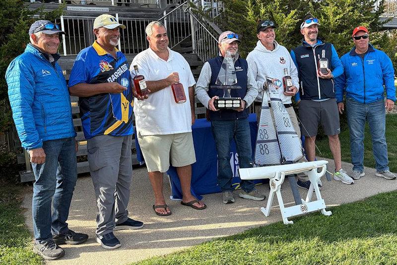 (L-R) Henry Dipietro, Tony Gonsalves, Peter Feldman, Brad Read, Ken Read, Brian Shores and Tom Kirk - DF95 US National Championship at Newport photo copyright Matthew Cohen / cohenphotography.com taken at Sail Newport and featuring the DF95 class