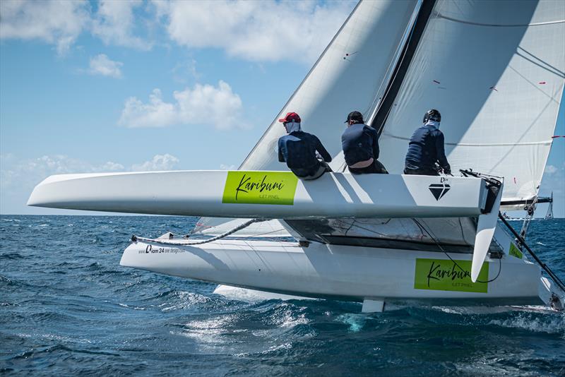 Karibuni had an incredible start to the race day, giving spectators an awesome fly-by photo copyright Laurens Morel taken at Sint Maarten Yacht Club and featuring the Diam 24OD class