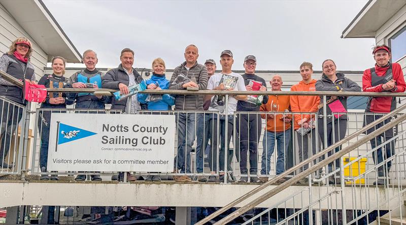 Prizewinners - Singlehander open meeting at Notts County photo copyright A Beaton taken at Notts County Sailing Club and featuring the Dinghy class