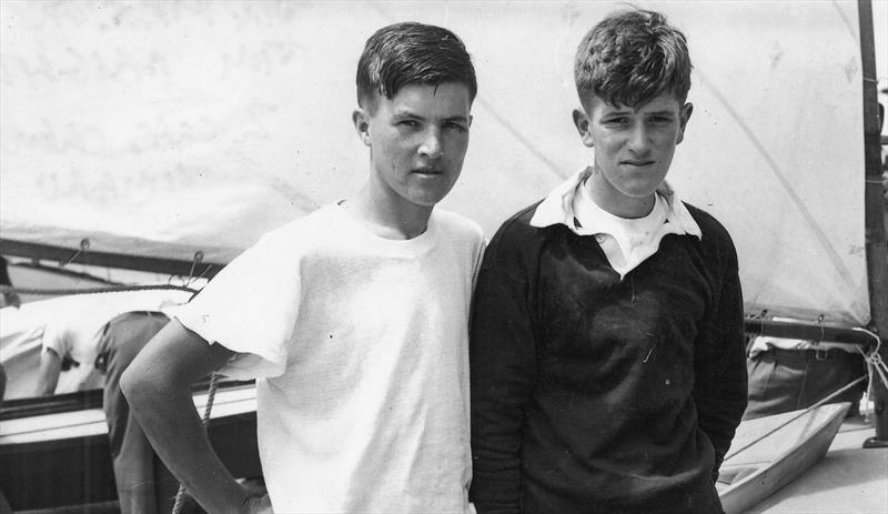 Jim (left) and Jim Bright at the Cornwell Cup (Z-class) in Timaru 1951 photo copyright Mackay Family archives taken at Takapuna Boating Club and featuring the Dinghy class