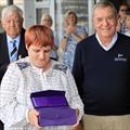 Becky Brooks with Gordon Bettridge and Tony Rowe - King's Award presented to Exe Sailability Project © Tom Hurley