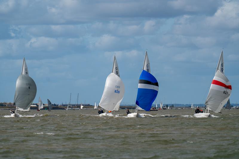 Dragons with a running start during the second day of Burnham Week 2024 photo copyright Petru Balau Sports Photography / sports.hub47.com taken at Royal Corinthian Yacht Club, Burnham and featuring the Dragon class