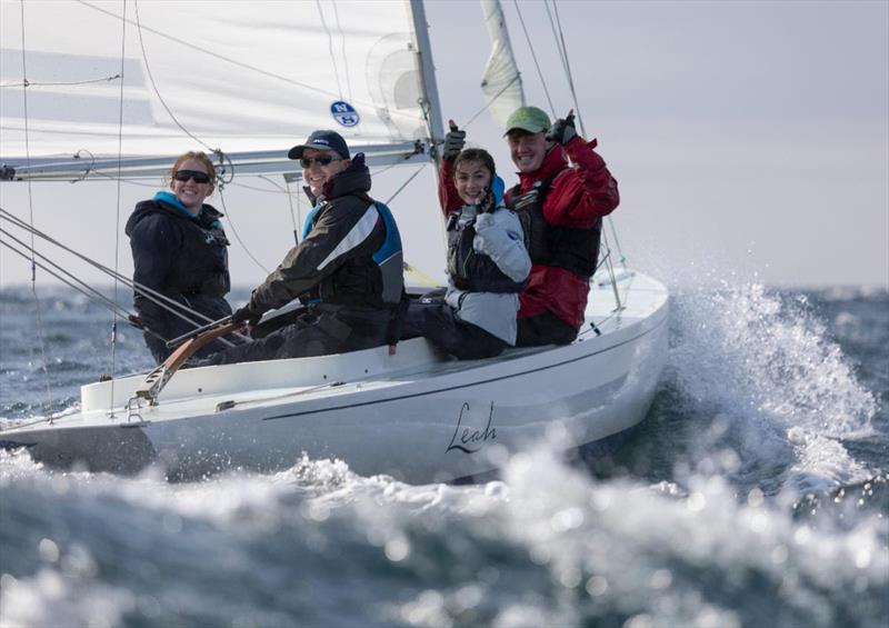 The young Glandor Yacht Club team of Mark, Joseph and Emma Barrett and Zaiba Mahmood aboard IRL221 Leah on the opening day of the Kinsale Dragon Gold Cup 2024 supported by Astra Construction Services Ltd photo copyright Kathleen Hayes taken at Kinsale Yacht Club and featuring the Dragon class