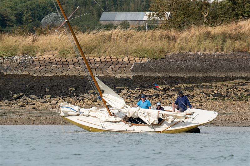 East Coast One Design Gi Gi run aground during the 6th day of Burnham Week 2024 photo copyright Petru Balau Sports Photography / sports.hub47.com taken at Royal Corinthian Yacht Club, Burnham and featuring the East Coast One Design class