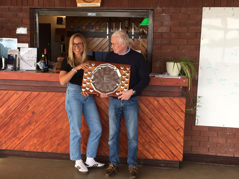 Martin and Rebecca with the Double Chine trophy after the Hunts Enterprise Open - photo © Louise Hassall