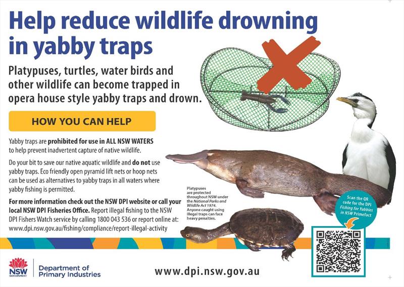 Don't use opera house style yabby traps in NSW photo copyright NSW DPI - Recreational Fisheries taken at  and featuring the Environment class