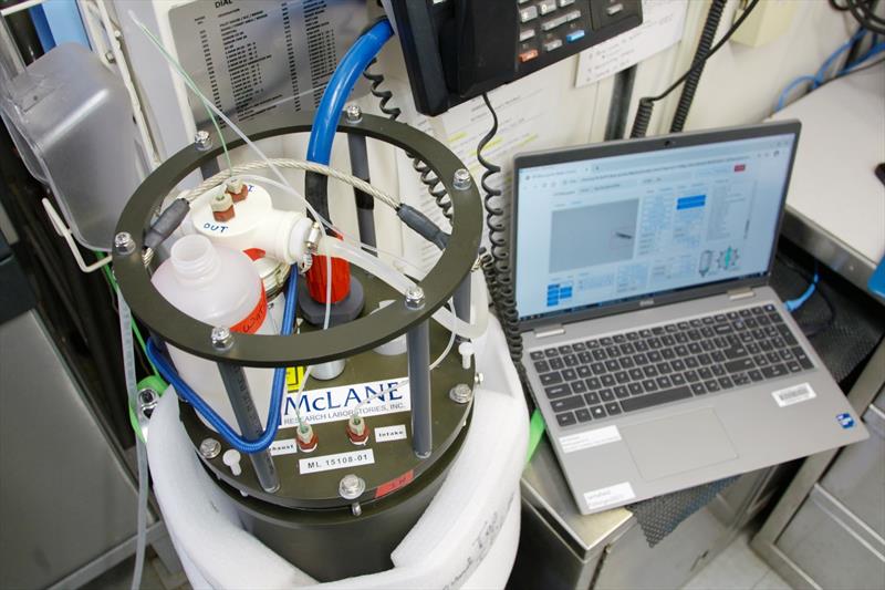 The Imaging Flow Cytobot connected to a computer, displays real-time images of the phytoplankton. - photo © NOAA Fisheries