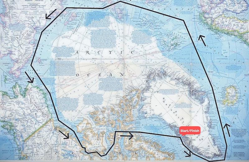 Matt Rutherford's route for the first-ever Solo Unassisted Nonstop Circumnavigation of the Arctic - photo © Ocean Research Project