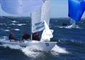 Sailing to Etchells Australian championship race 5 finish line - Lisa Rose with Jack Abbott on helm and crew of James McLennan, Tom Trotman & Xavier Winston-Smith, against Martin Naef's Karabos, with crew of Richard Parker, Andrew Herriot & William Hough © Jeanette Severs